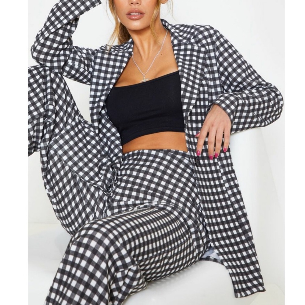 PrettyLittleThing Gingham Boyfriend Blazer NWT